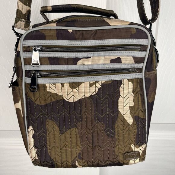 LUG Boxcar Crossbody Brown Green Camo Utility Bag - Picture 1 of 12